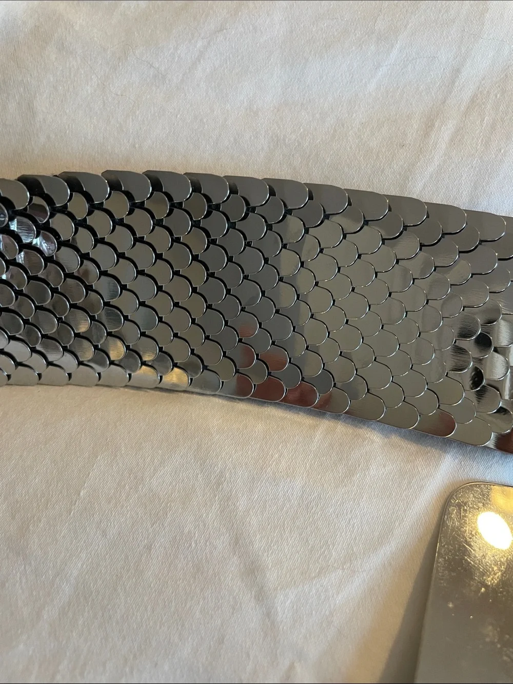 Vintage Wide Silver Mesh Stretch Belt